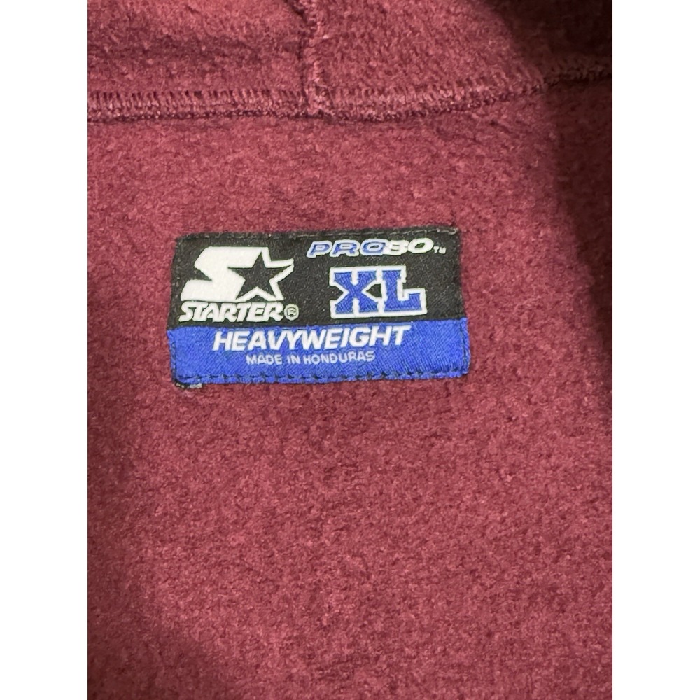 Vintage 90s Starter Mens XL Faded Heavyweight Blank Full Zip Hoodie Maroon WORN‎ - Picture 13 of 16